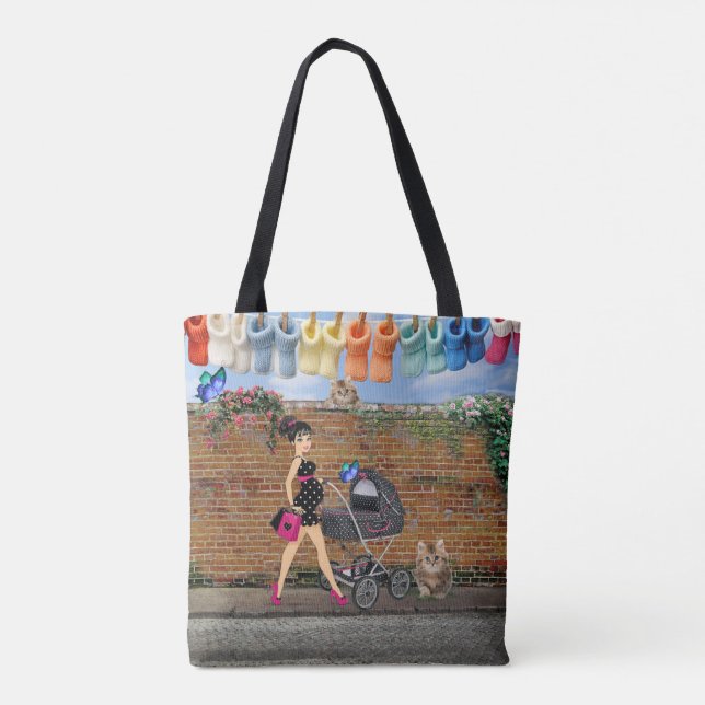 Polka-dot Street Art Scene Tote Bag (Back)