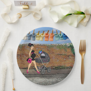 Polka-Dot Street Scene Paper Plate