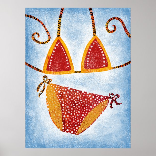 Polka Dot String Bikini Poster Wall Art (Front)