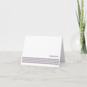 Polka Dot Stripe Blank Note Card-eggplant Thank You Card
