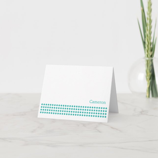 Polka Dot Stripe Blank Note Card-turquoise Note Card (Front)