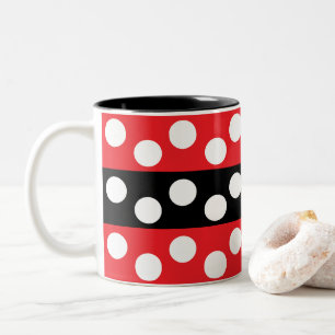 Polka Dot Stripes Pattern Two-Tone Coffee Mug
