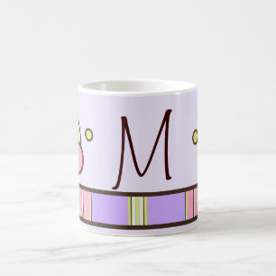 Polka Dot & Stripes Purple Monogram Mug