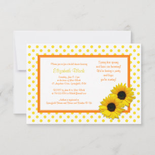 Polka Dot Sunflower Wedding Bridal Shower Invite