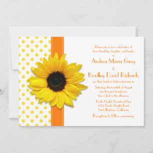 Polka Dot Sunflower Wedding Invitation