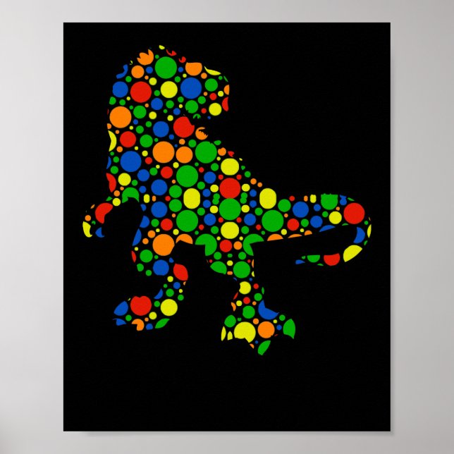 Polka Dot T Rex Dinosaur September 15th Dot Day Poster (Front)