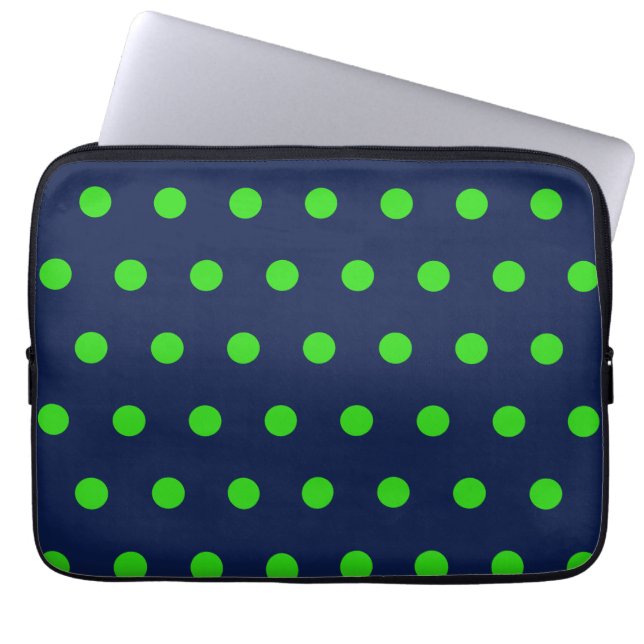 Polka Dot Tablet Case (Navy Blue & Lime Green) (Front)