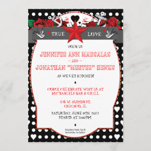 Polka Dot Tattoo Rockabilly Wedding Invitation