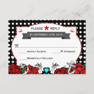Polka Dot Tattoo Rockabilly Wedding Rsvp Card