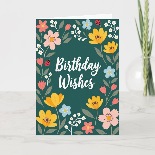 Polka Dot Teal Blossom Card (Front)