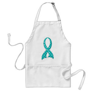 Polka Dot Teal Ribbon Cervical Cancer Standard Apron