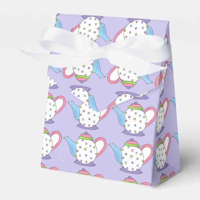 Polka Dot Teapot Afternoon Tea Party Bridal Shower Favour Box (Front Side)