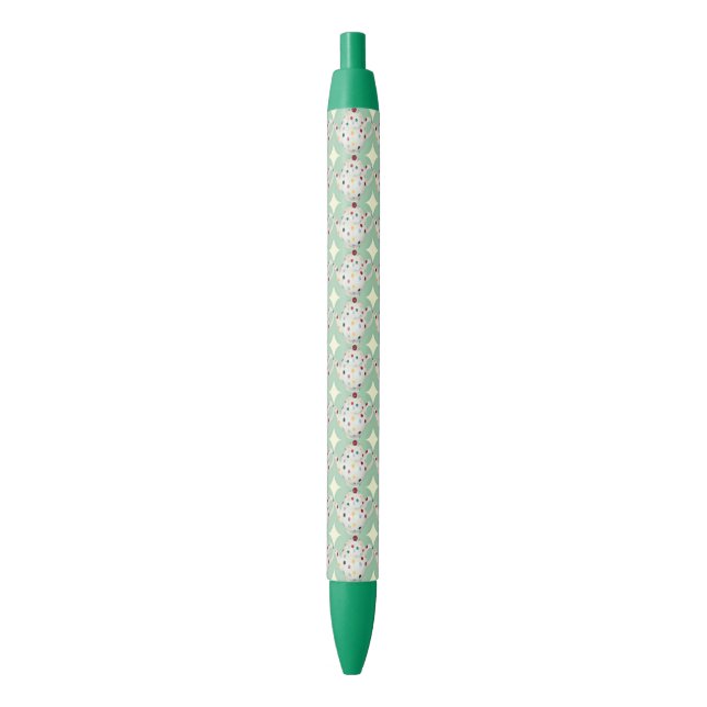 Polka Dot Teapot Pattern Black Ink Pen (Front Vertical)