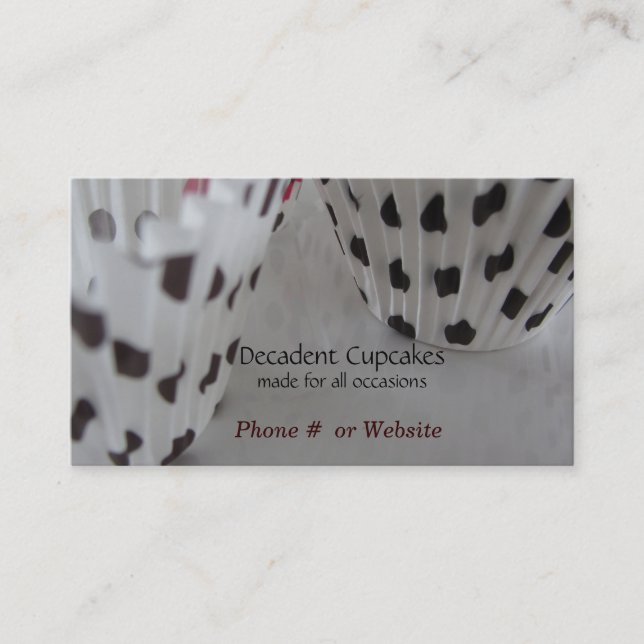 Polka Dot Themed Cupcakes Business Card (Front)