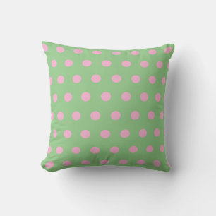 Polka Dot Throw Pillow (Sage Green & Pastel Pink)