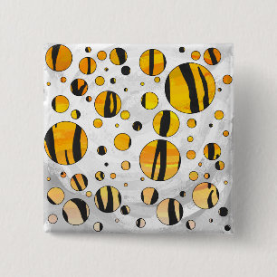 Polka Dot Tiger Black and Orange Print 15 Cm Square Badge