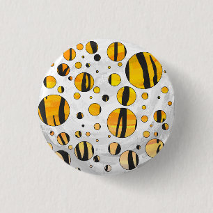 Polka Dot Tiger Black and Orange Print 3 Cm Round Badge
