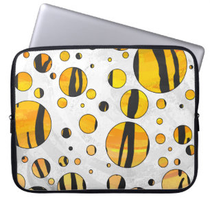 Polka Dot Tiger Black and Orange Print Laptop Sleeve