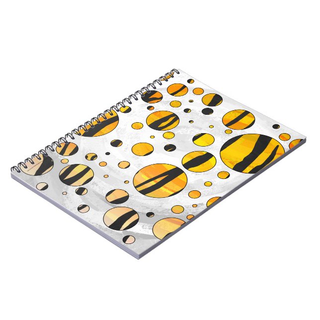 Polka Dot Tiger Black and Orange Print Notebook (Left Side)
