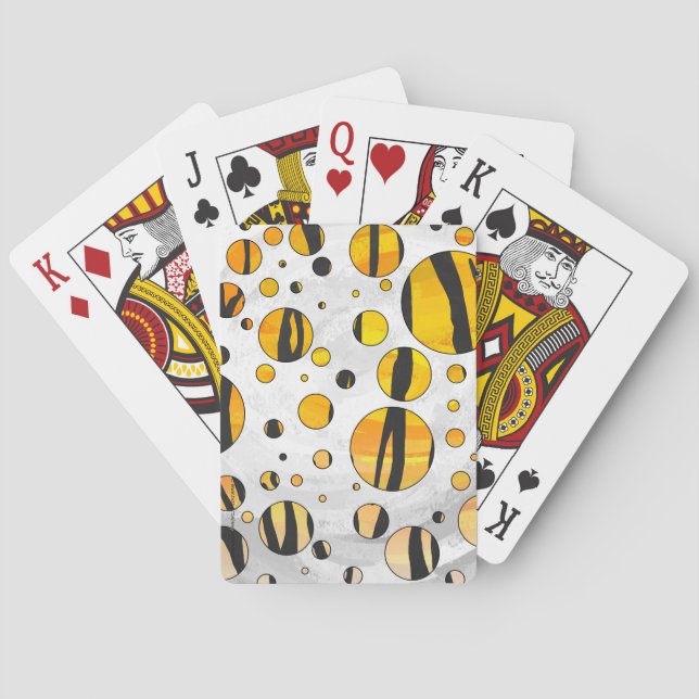 Polka Dot Tiger Black and Orange Print Playing Cards (Back)