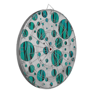 Polka Dot Tiger Black and Teal Print Dartboard