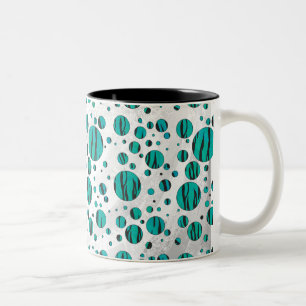 Polka Dot Tiger Black and Teal Print Two-Tone Coffee Mug