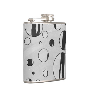Polka Dot Tiger Black and White Print Hip Flask