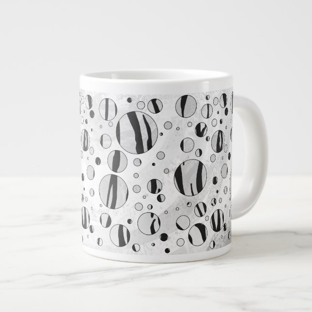 Polka Dot Tiger Black and White Print Large Coffee Mug (Front Right)