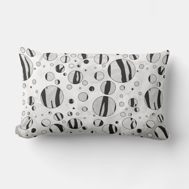 Polka Dot Tiger Black and White Print Lumbar Cushion (Front)