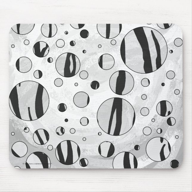 Polka Dot Tiger Black and White Print Mouse Mat (Front)