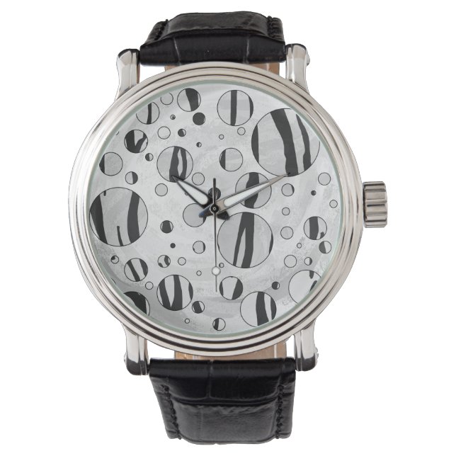 Polka Dot Tiger Black and White Print Watch (Front)