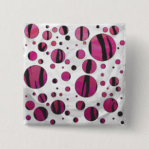 Polka Dot Tiger Hot Pink and Black Print 15 Cm Square Badge