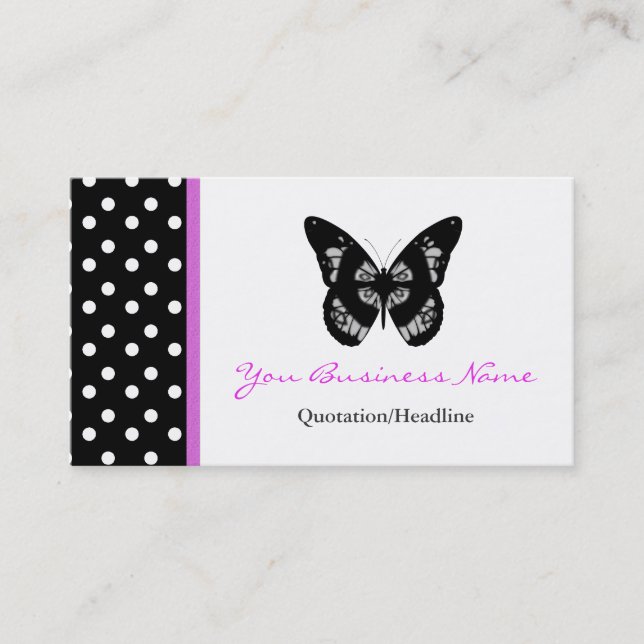 Polka Dot Trimmed Butterfly Business Card (Front)