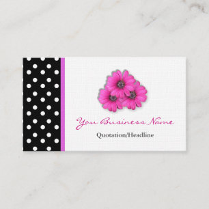 Polka Dot  Trimmed Flower Business Cards