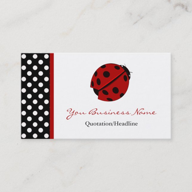 Polka Dot Trimmed Lady Bug Business Cards (Front)