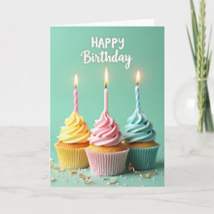 Polka Dot Trio Cupcakes Card