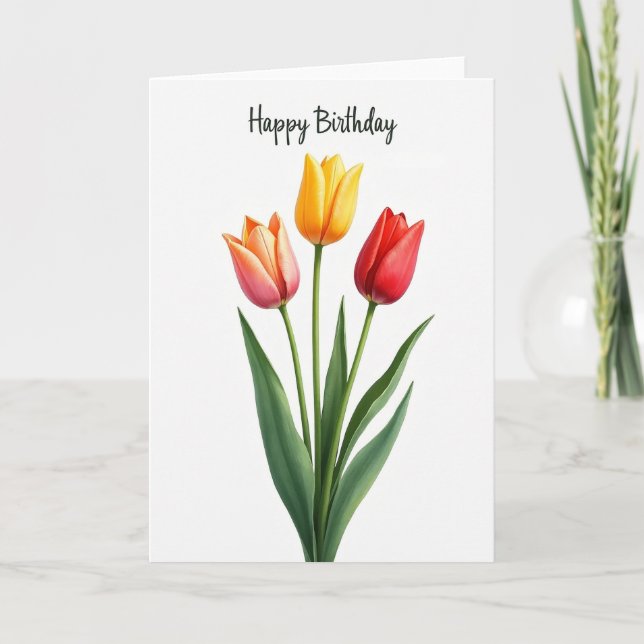 Polka Dot Tulip Trio Card (Front)