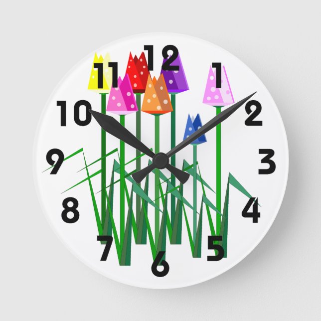 Polka Dot Tulips Clock (Front)