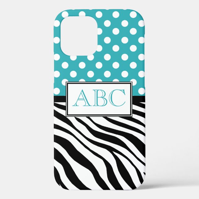 Polka Dot Turquoise and Zebra Print Case-Mate iPhone Case (Back)