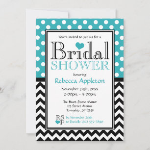 Polka Dot Turquoise & Chevron Bridal Shower Invitation