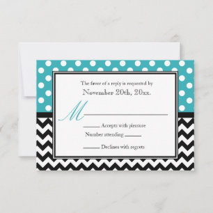 Polka Dot Turquoise & Chevron Reply Cards