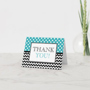 Polka Dot Turquoise & Chevron Thank You Card