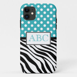 Polka Dot Turquoise & Zebra Print iPhone 5 Case
