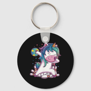 Polka Dot Unicorn Bowling Birthday Party For Girls Key Ring
