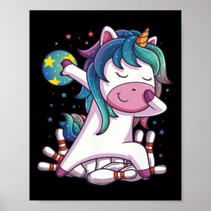 Polka Dot Unicorn Bowling Birthday Party Gift For Poster