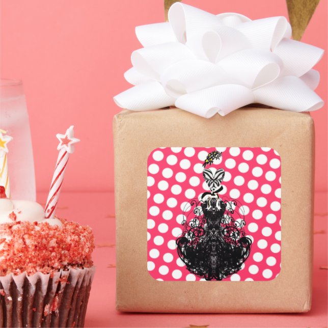 Polka Dot Vintage Retro Fashion Diva Square Sticker (Party)