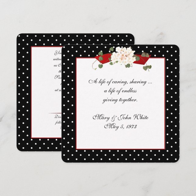 Polka Dot Vow Renewal Ceremony Invitation (Front/Back)