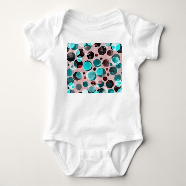 Polka dot watercolor, abstract pattern. baby bodysuit (Front)