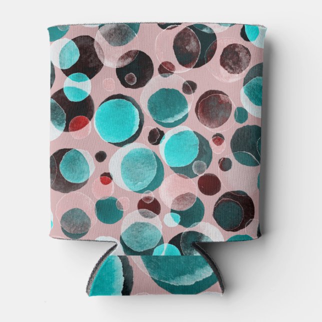 Polka dot watercolor, abstract pattern. can cooler (Front)