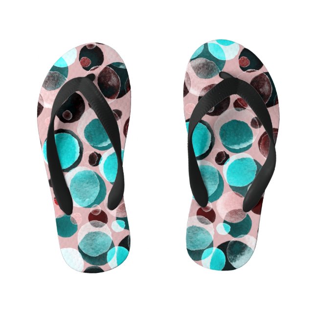 Polka dot watercolor, abstract pattern. kid's flip flops (Footbed)